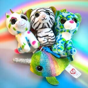 Ty Beanie Boos Collection Key Clip Collection Set of 4 EUC